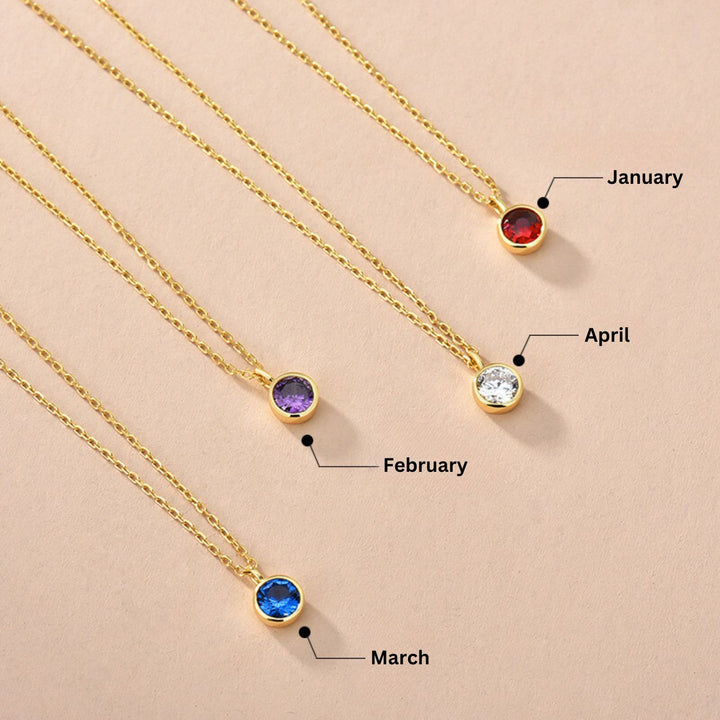 Classic Birthstone Necklaces Gold-Sterling Silver Necklaces-LYANG & CO.