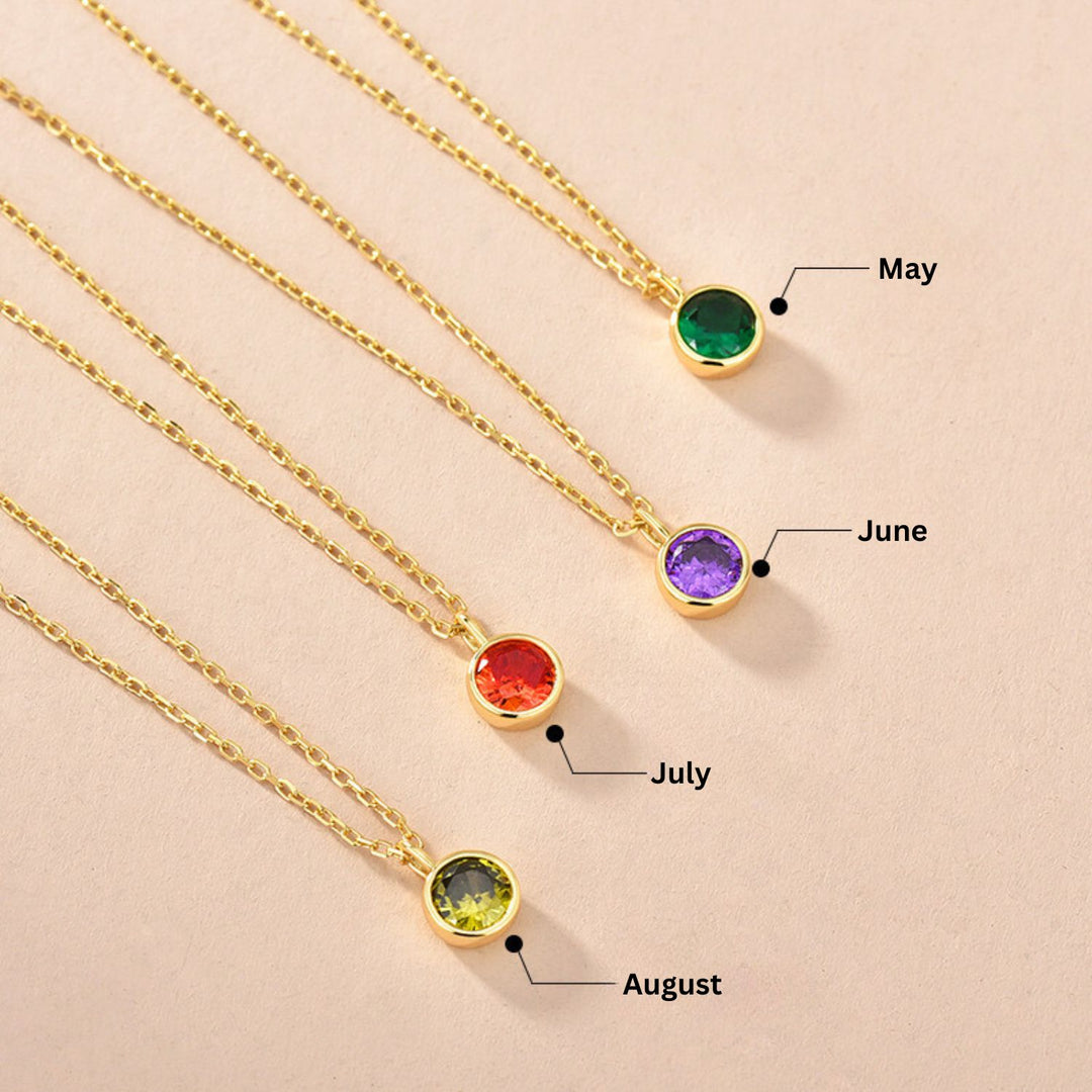 Classic Birthstone Necklaces Gold-Sterling Silver Necklaces-LYANG & CO.