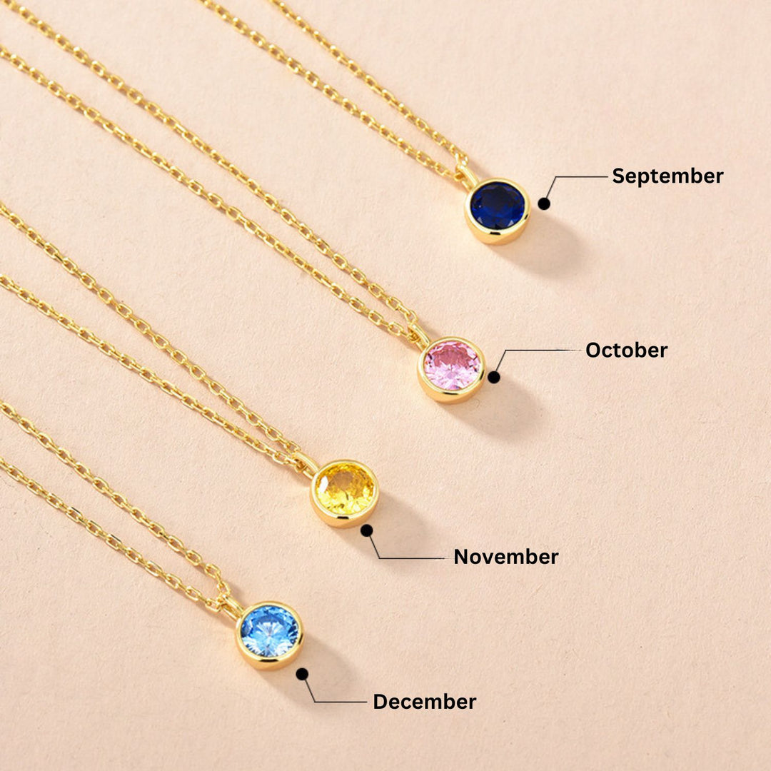 Classic Birthstone Necklaces Gold-Sterling Silver Necklaces-LYANG & CO.