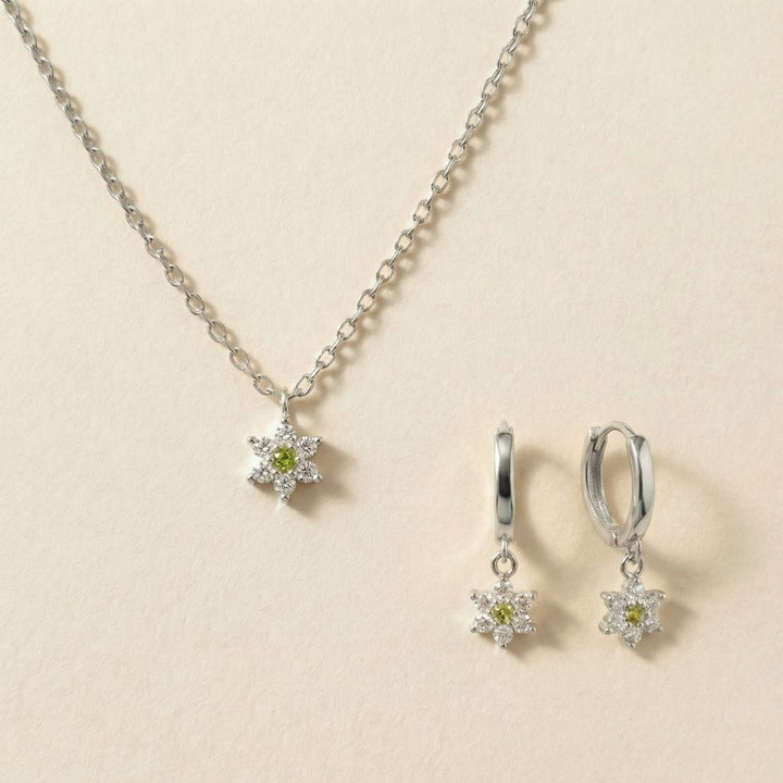 Bloom Into You Earring & Necklace Set Silver
