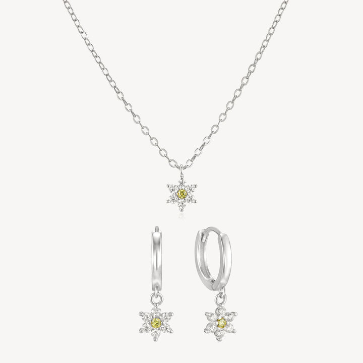 Bloom Into You Earring & Necklace Set Silver