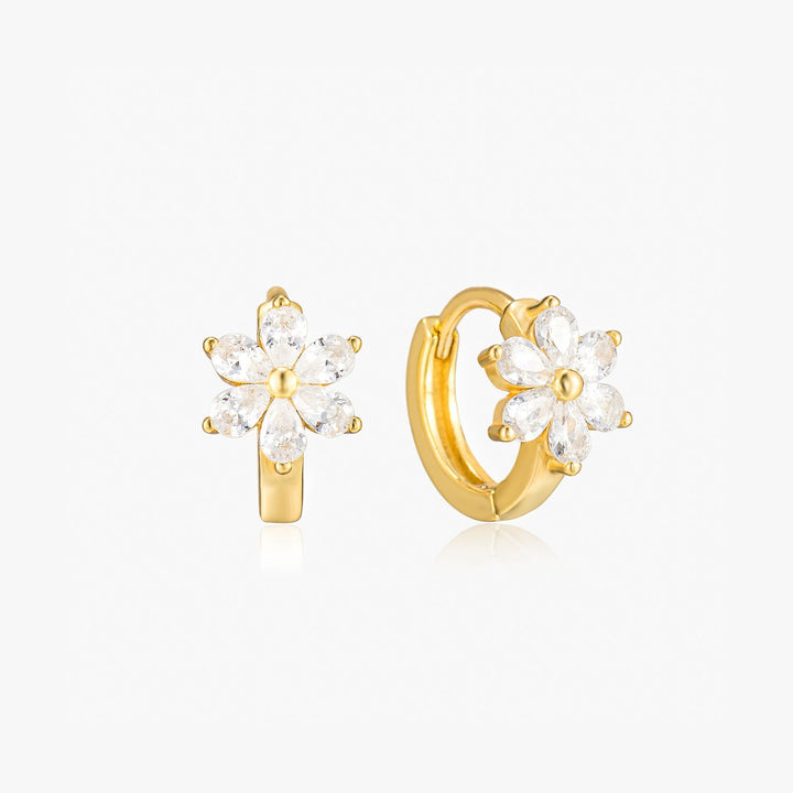 Bonita Gold Flower Huggie Earrings
