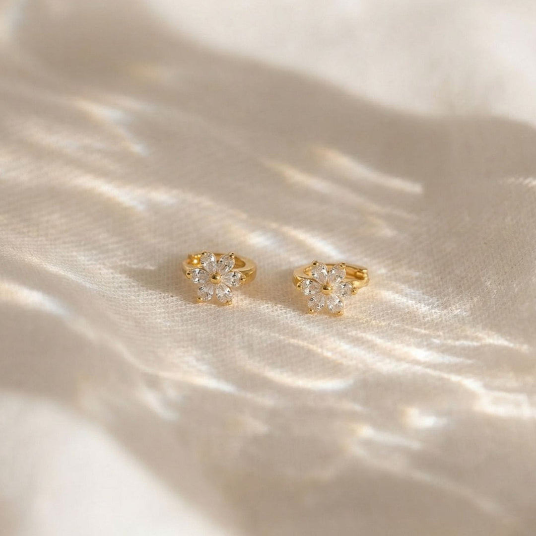Bonita Gold Flower Huggie Earrings
