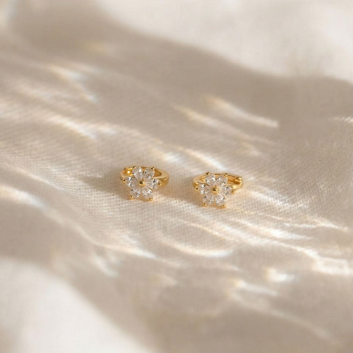 Bonita Gold Flower Huggie Earrings