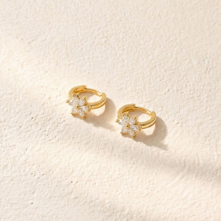 Bonita Gold Flower Huggie Earrings