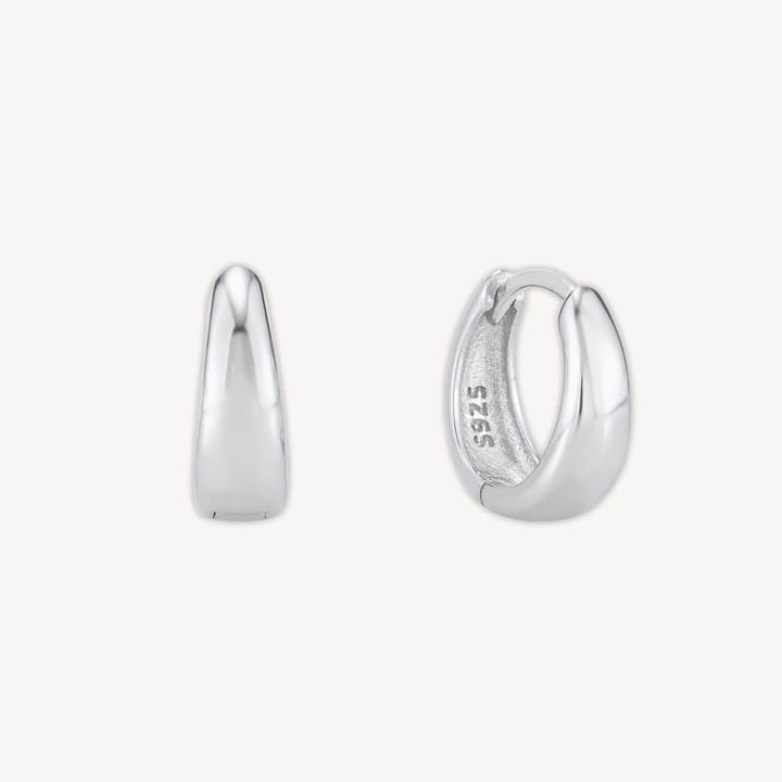 Briana Silver Huggie Hoop Earrings 12MM