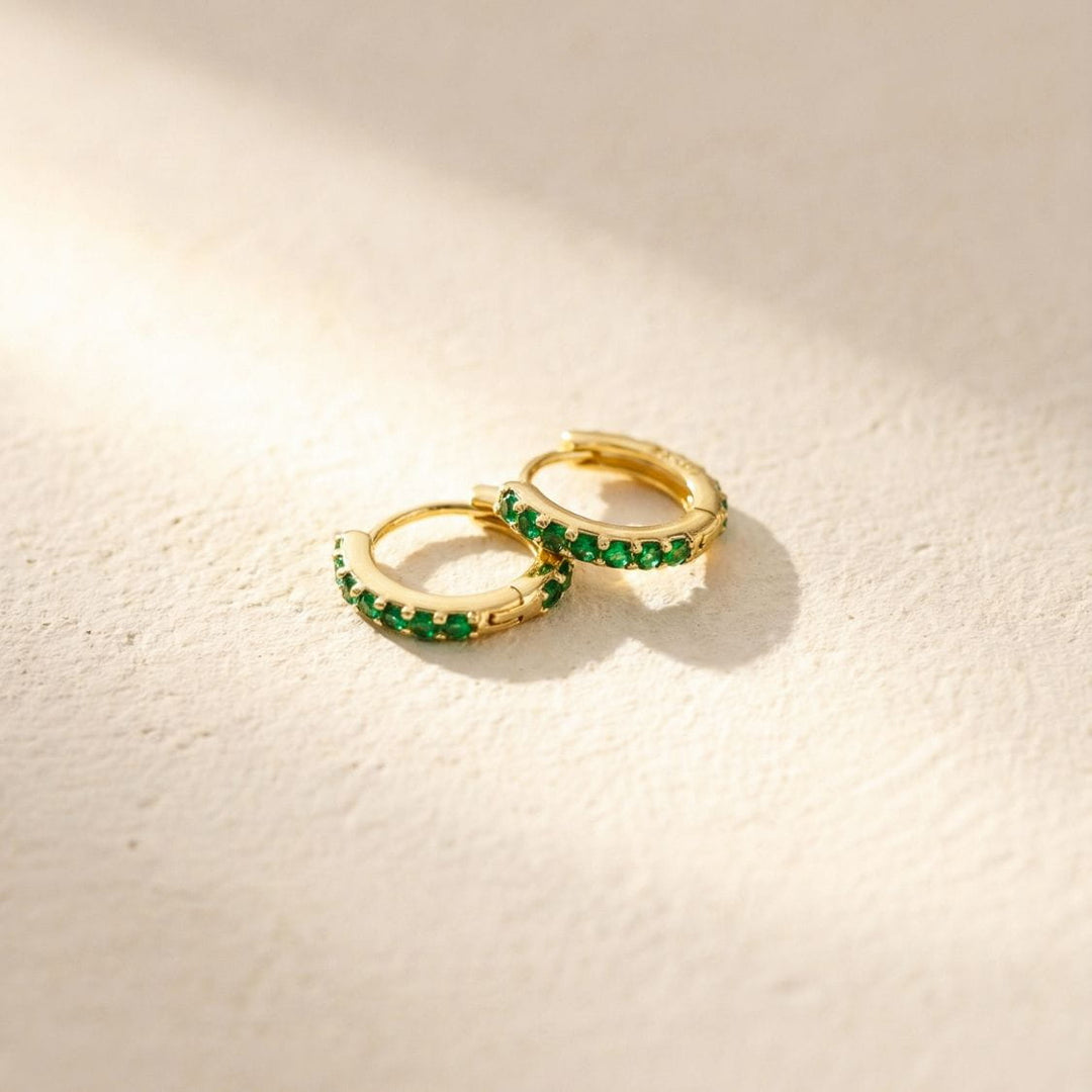 Brooks Gold Emerald Huggie Earrings