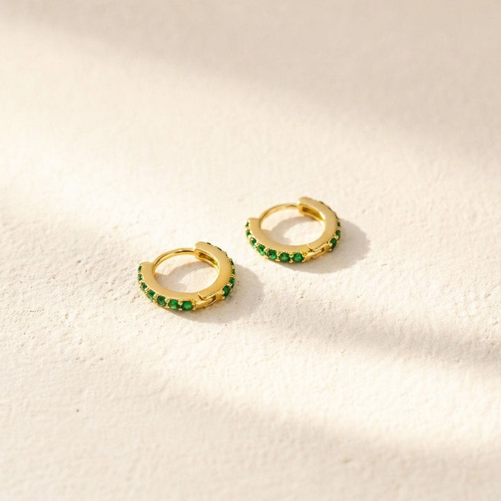 Brooks Gold Emerald Huggie Earrings