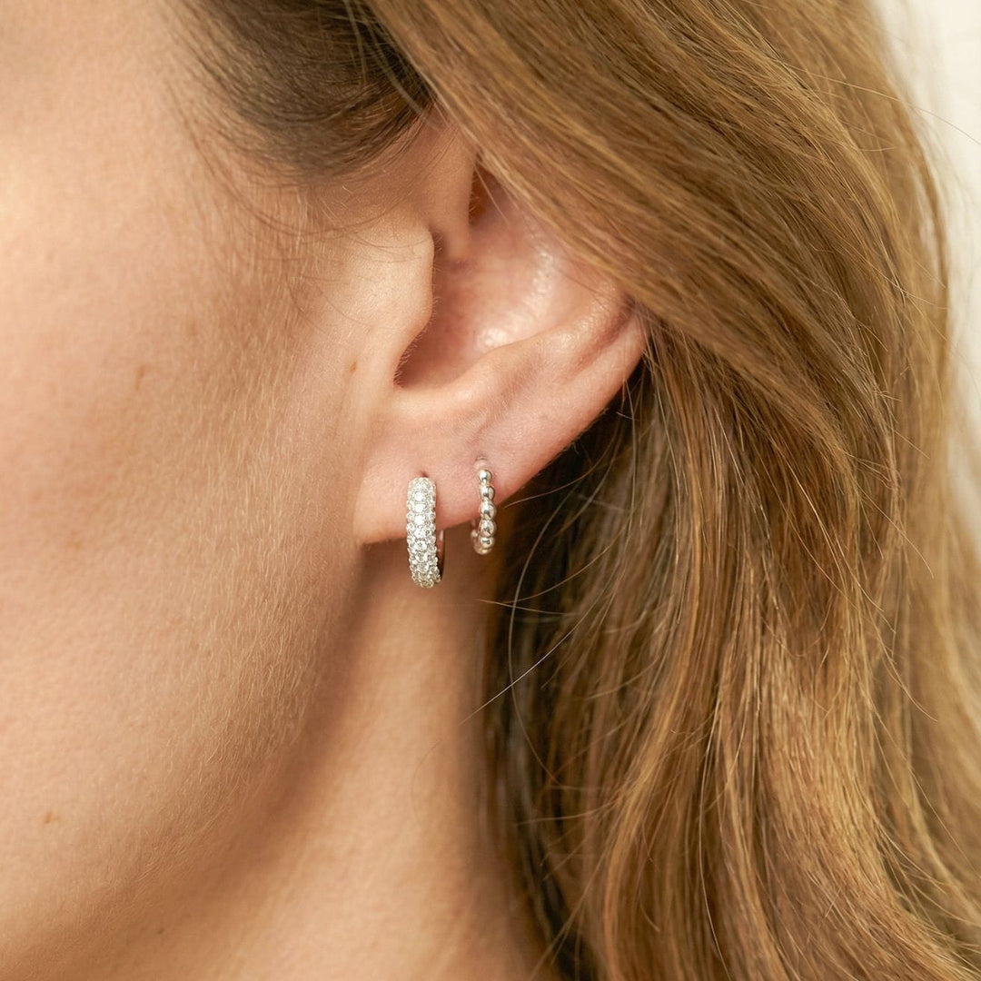 Bubble Ball Silver Mini Huggie Earrings