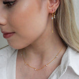Freesia CZ Drop Chain Earrings Gold