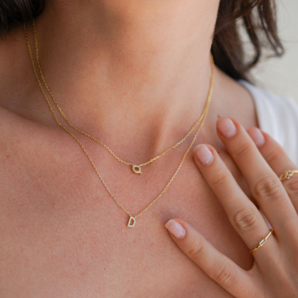 Classic CZ Pave Initial Necklaces (Letter A-Z)-Sterling Silver Necklaces-LYANG & CO.