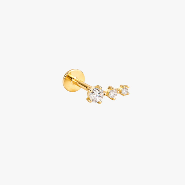 CZ Trio Flatback Stud Earring - Single