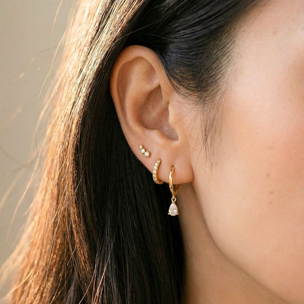 CZ Trio Flatback Stud Earring - Single