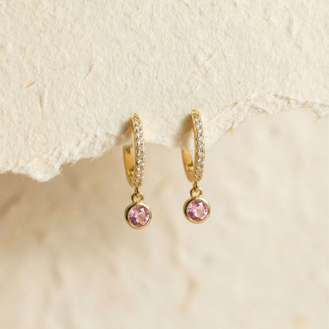 Camellia Pink Hoop Drop Earrings