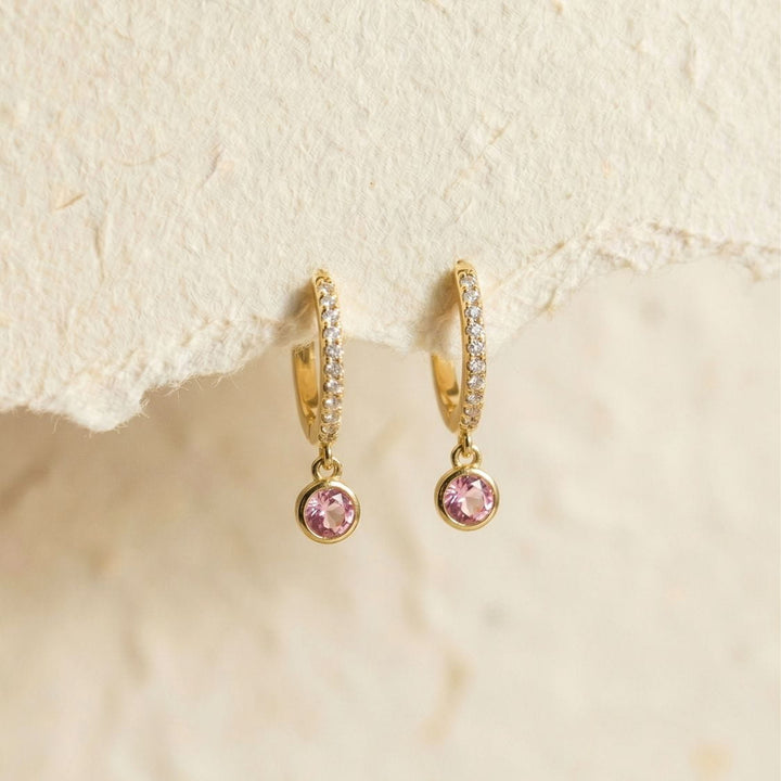 Camellia Pink Hoop Drop Earrings