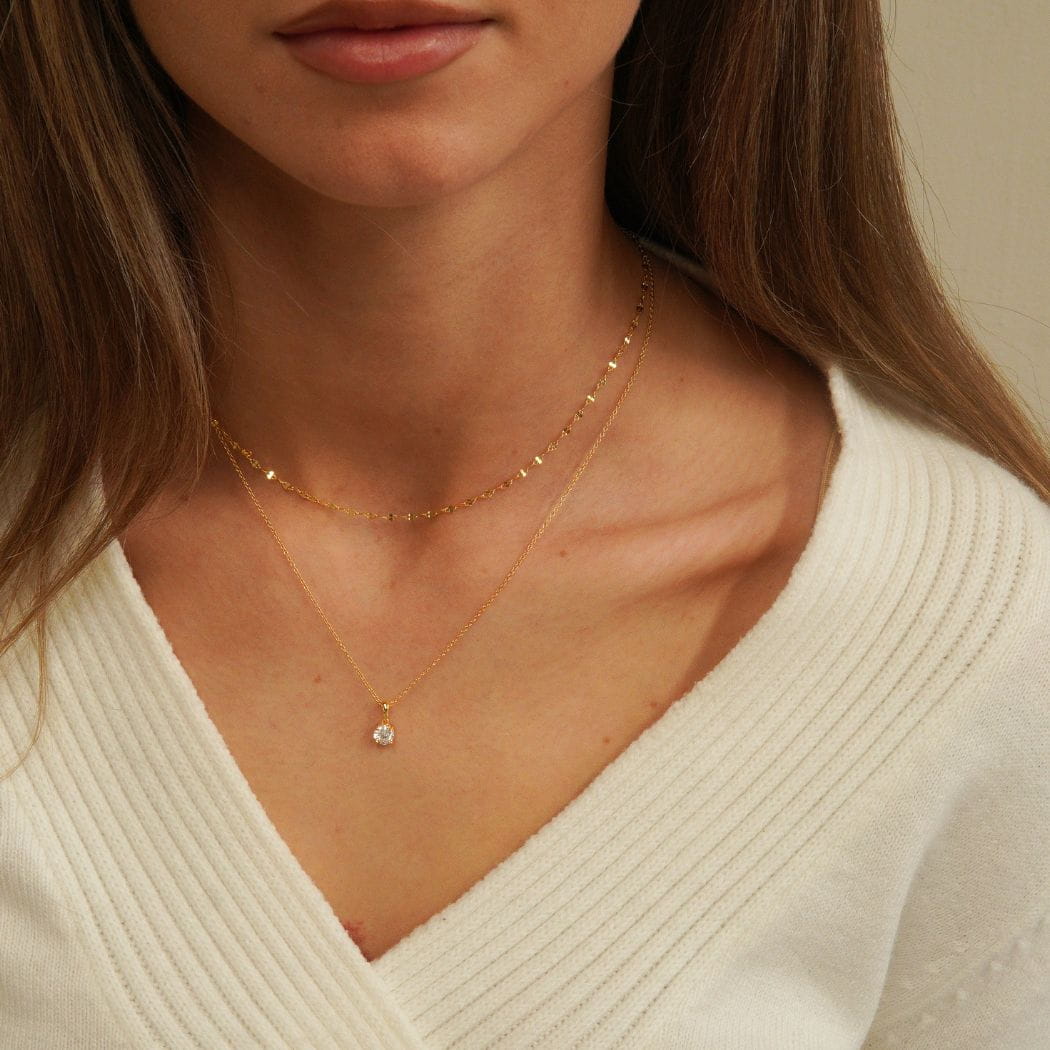 Camille Solitaire Pendant Necklace Gold