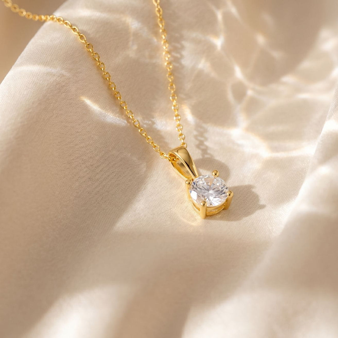 Camille Solitaire Pendant Necklace Gold