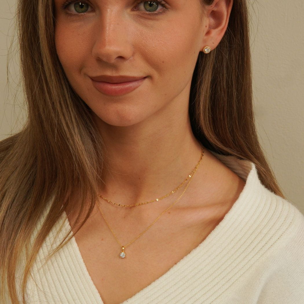 Camille Solitaire Pendant Necklace Gold