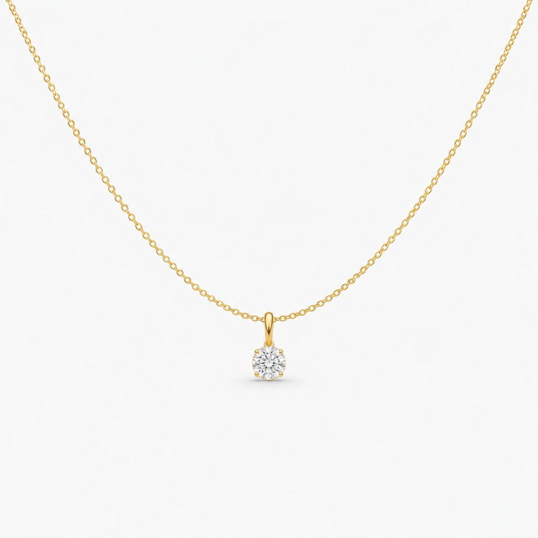 Camille Solitaire Pendant Necklace Gold
