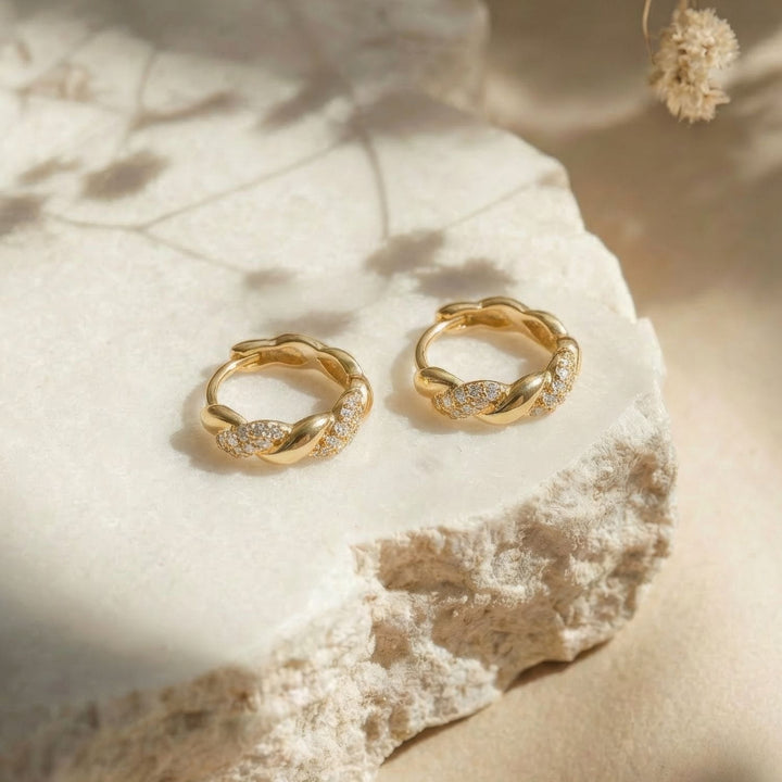 Carla Gold Twist Huggie Earrings