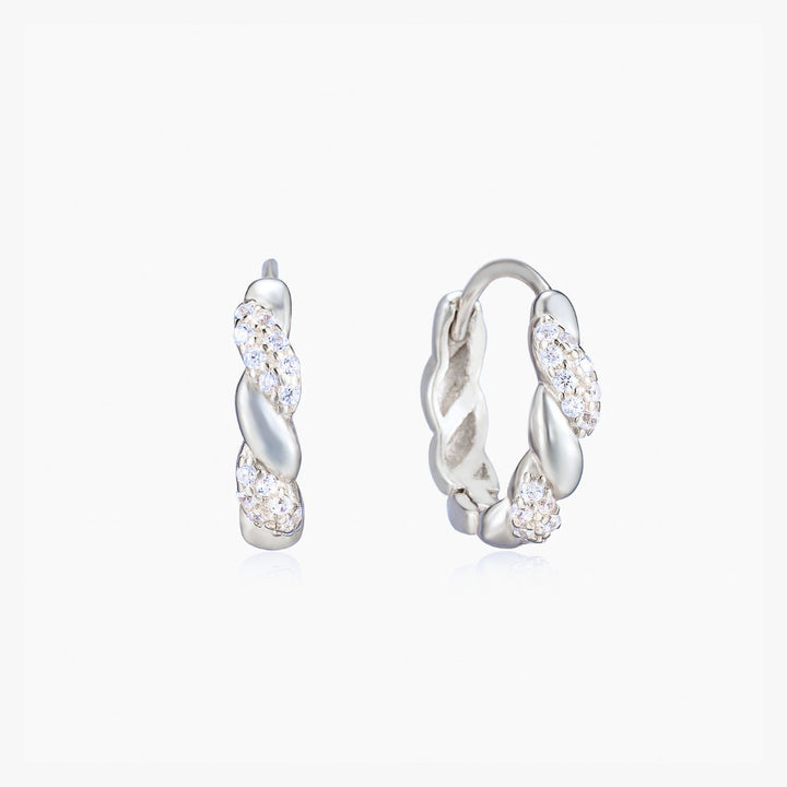 Carla Silver Twist Huggie Earrings