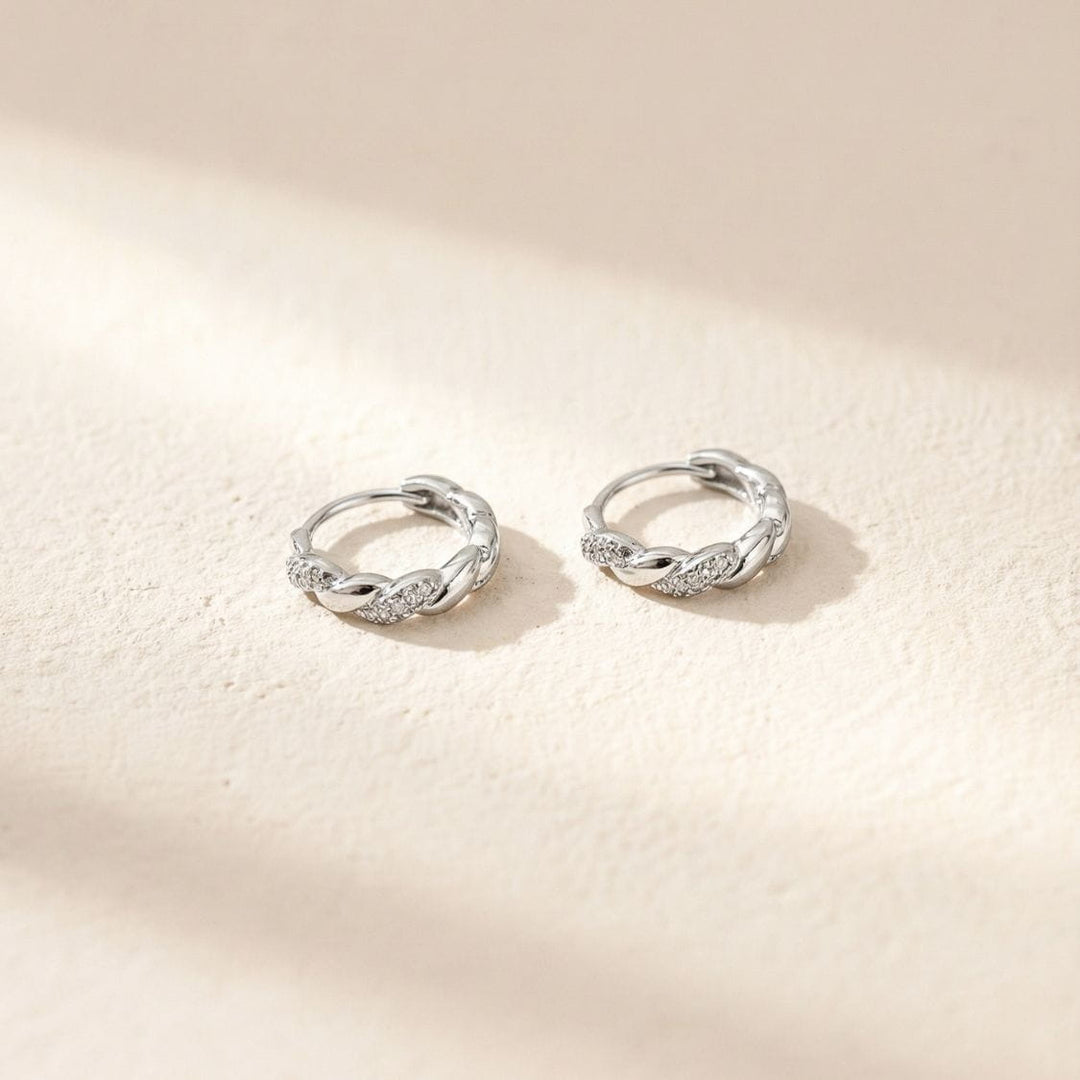 Carla Silver Twist Huggie Earrings