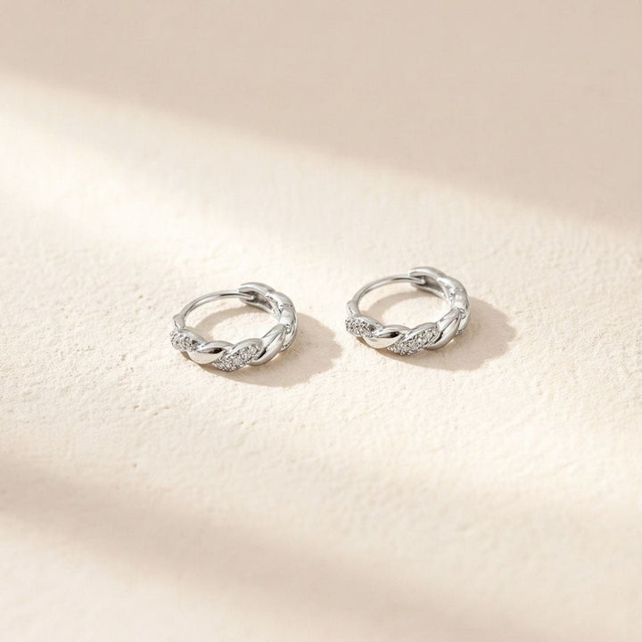 Carla Silver Twist Huggie Earrings