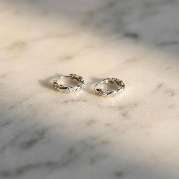 Carla Silver Twist Huggie Earrings