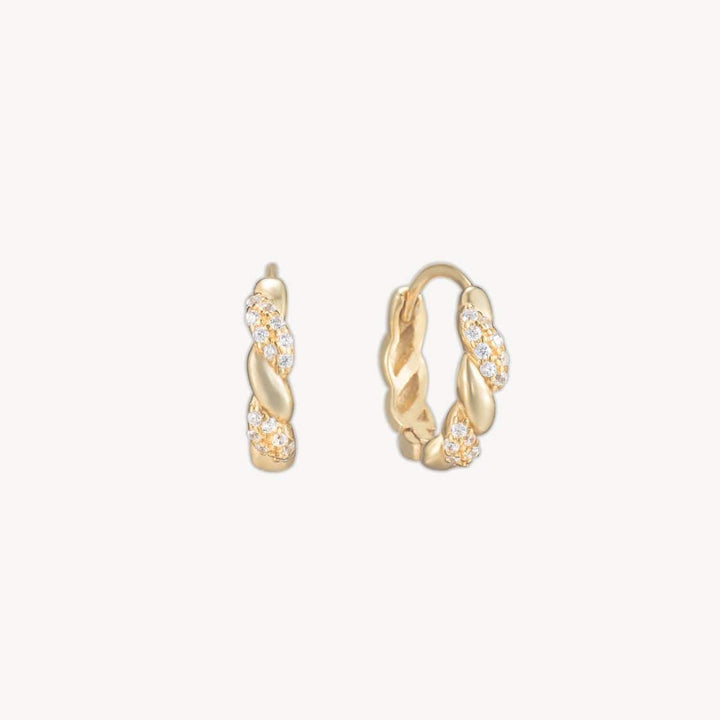 Carla Gold Twist Huggie Hoop Earrings 8.5MM-sterling silver earrings