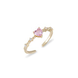 Cecily Pink Heart CZ Ring Gold