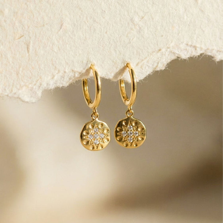 Celeste Star Pendant Gold Drop Earrings