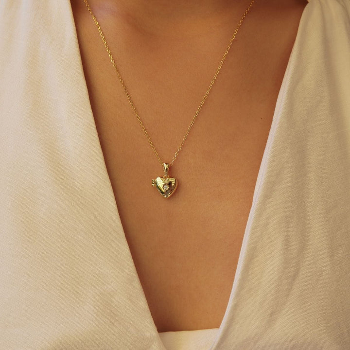 Cherish Gold Heart Locket Necklace