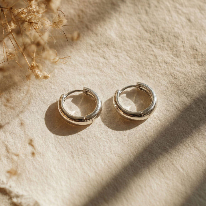 Chloe Silver Dome Huggie Earrings