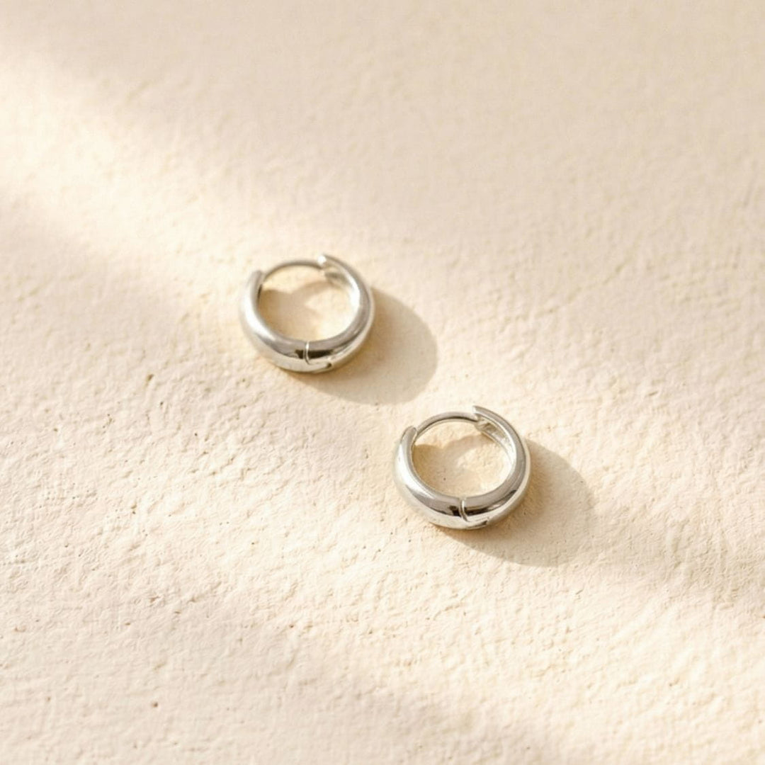 Chloe Silver Dome Huggie Earrings