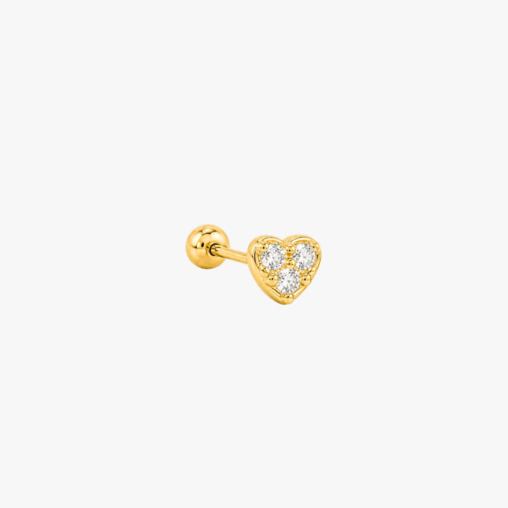 Cindy Pettie Heart CZ Screw Back  Stud - Single