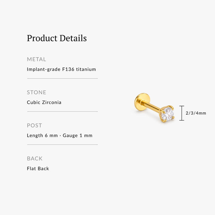 Classic Crystal Titanium Flatback Stud – Single