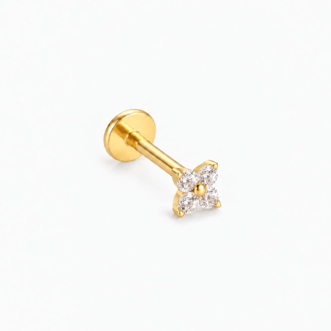 Clover Crystal Titanium Flatback Stud – Single