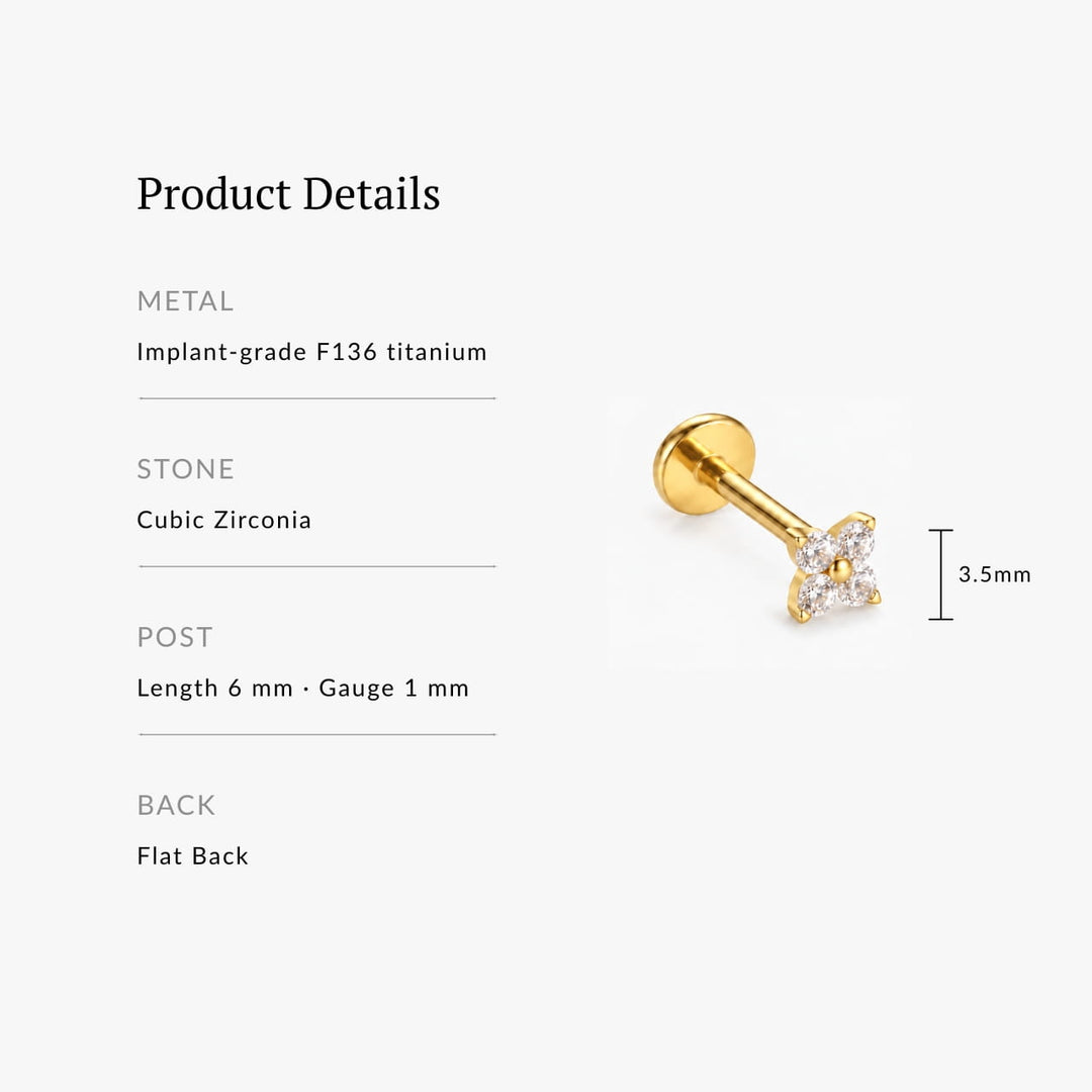 Clover Crystal Titanium Flatback Stud – Single