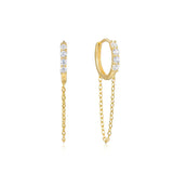 Cynthia CZ Gold Hoop Chain Earrings