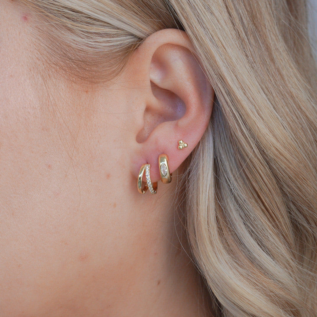 Trinity Mini Ball Gold Stud Earrings-Sterling Silver Earrings-LYANG & CO.