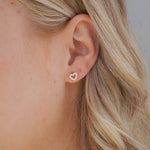 Eva Heart Stud Earrings Gold on model
