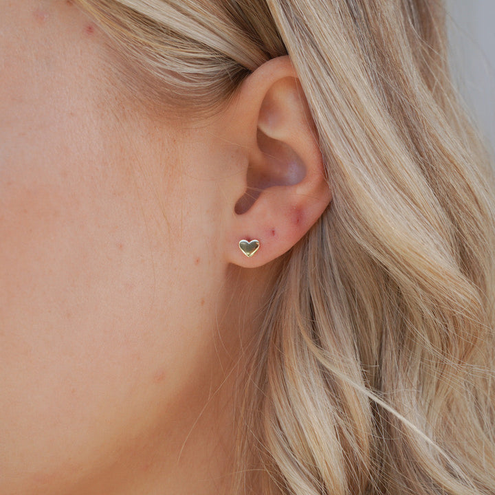 Millie Heart Stud Earrings on Model