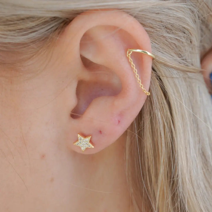 Gemini Chain Earrings-Sterling Silver Earrings-LYANG & CO.