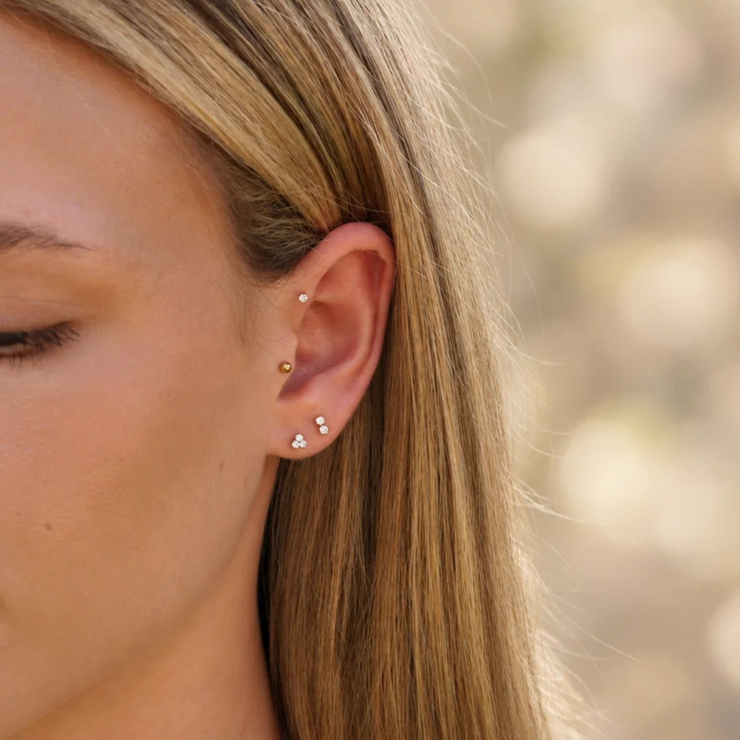 Crystal Trio Titanium Flatback Stud – Single