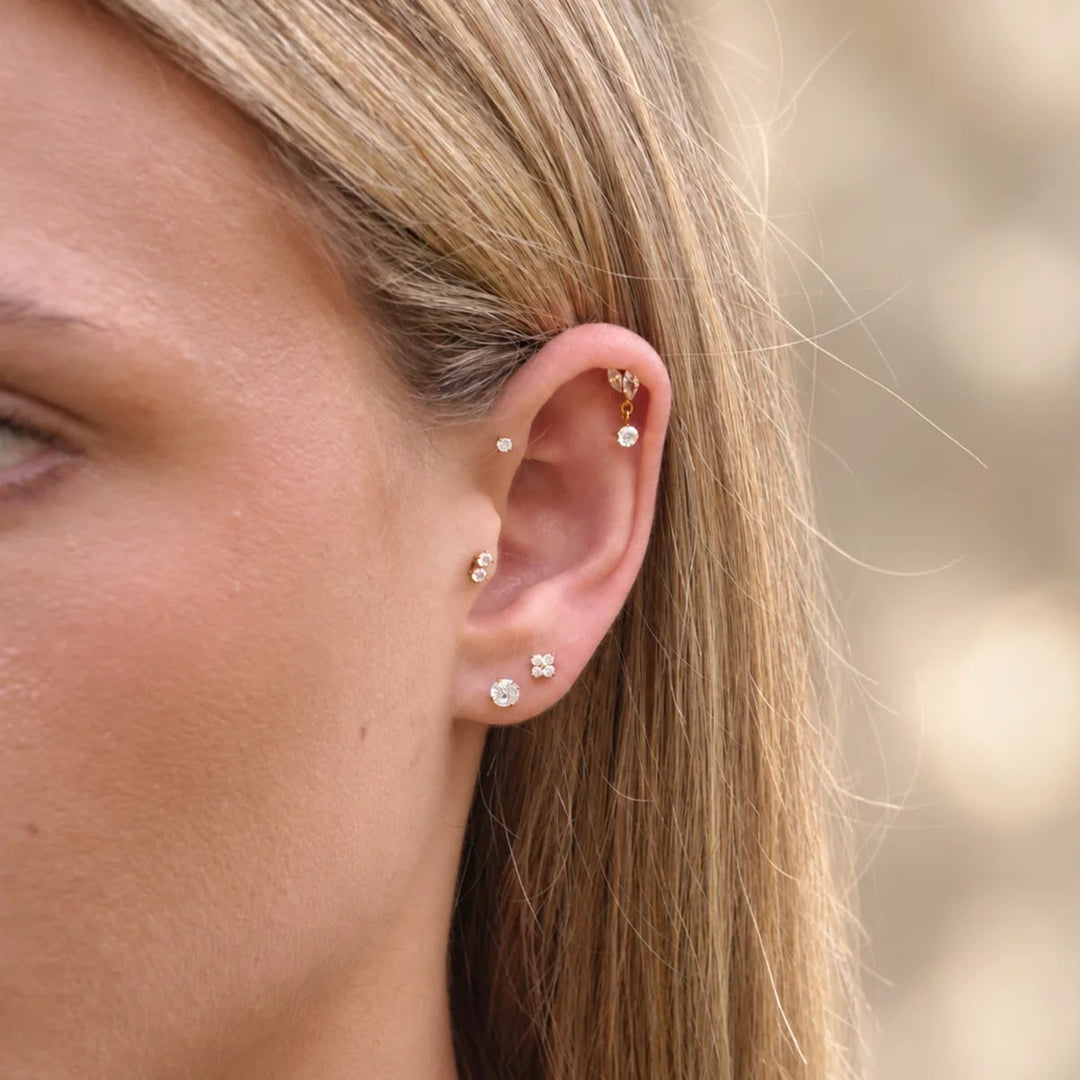 Clover Crystal Titanium Flatback Stud – Single