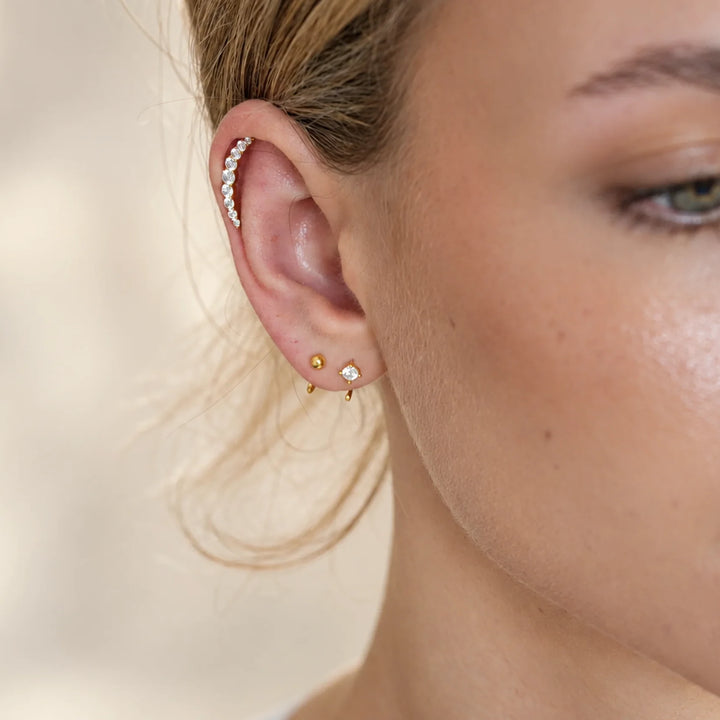 Mara Gold Ball Open Hoop Earrings