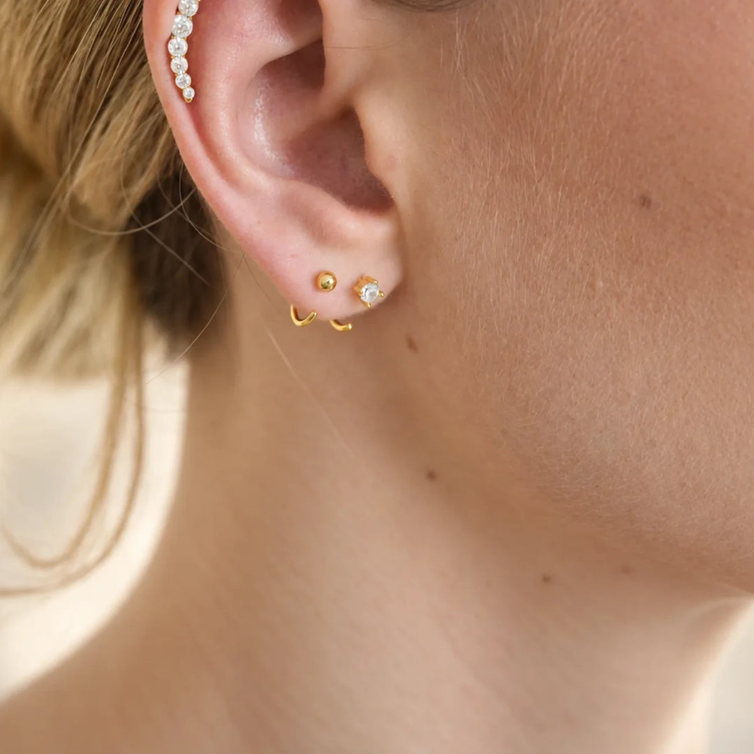 Mara Gold Ball Open Hoop Earrings