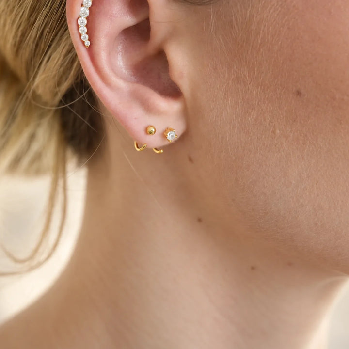 Mara Gold Ball Open Hoop Earrings
