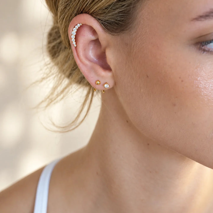 Mara Gold Ball Open Hoop Earrings