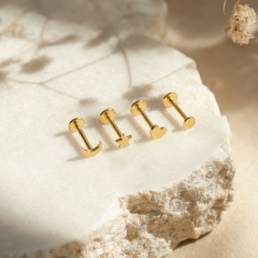 Dainty gold flatback stud earrings